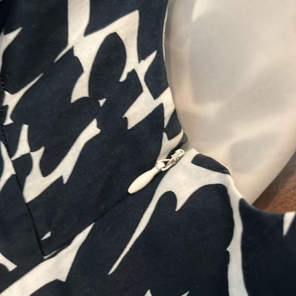 Dark Blue and White Patterned Fit and Flare Dress Shift Summer - Picture 5 of 5